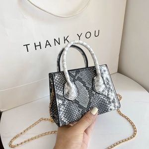 Snake Pattern Crossbody Bag Mini Trendy Small